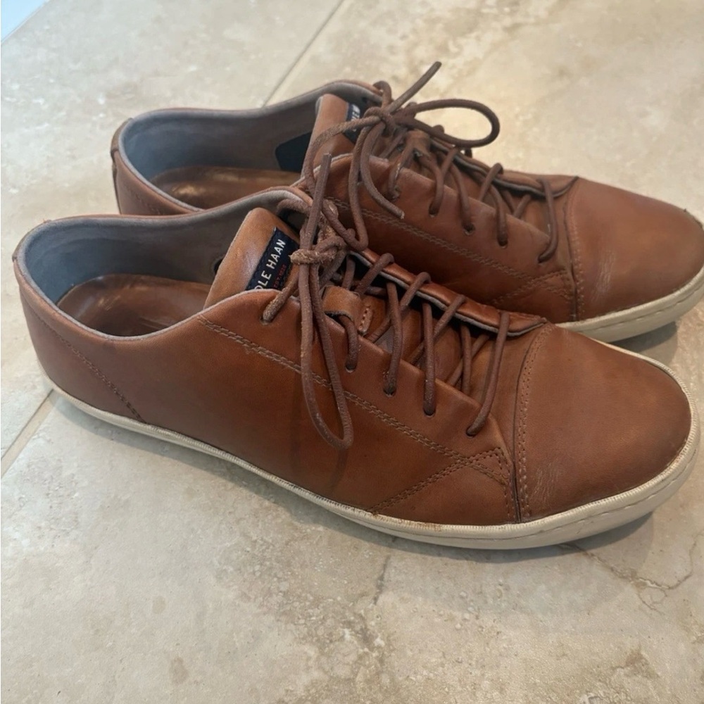 Cole Haan Trafton Low Top Leather Sneakers Brown Shoes Mens Size 9.5 C22687